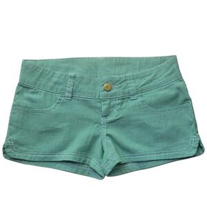 Lost Enterprise Green White Striped Mini Shorts Y2K Low Rise Size 1